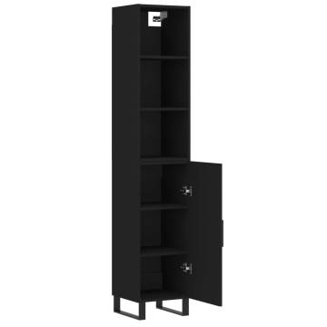 Elegant Highboard Black - 34.5x34x180 cm | Hipomarket