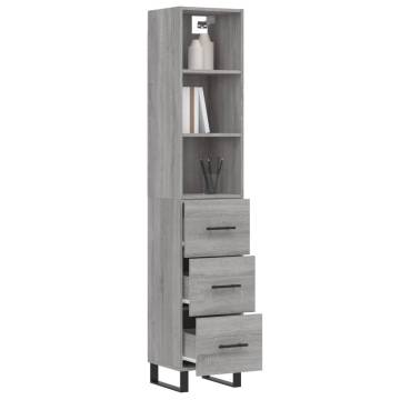 Stylish Highboard Grey Sonoma - 34.5x34x180 cm | Hipo Market