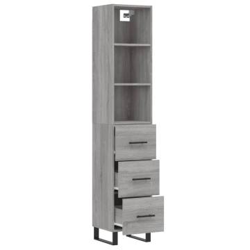 Stylish Highboard Grey Sonoma - 34.5x34x180 cm | Hipo Market