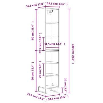 Stylish Highboard Black 34.5x32.5x180 cm | HipoMarket