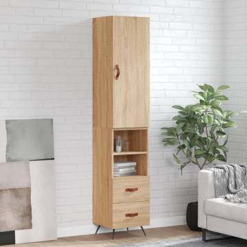 Stylish Highboard Sonoma Oak - 34.5x34x180 cm Engineered Wood