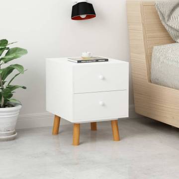 Stylish White Bedside Cabinets | 2 pcs 40x30x50 cm Pinewood