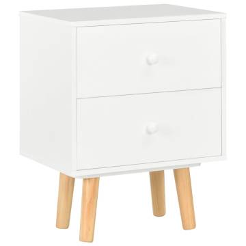 Stylish White Bedside Cabinets | 2 pcs 40x30x50 cm Pinewood