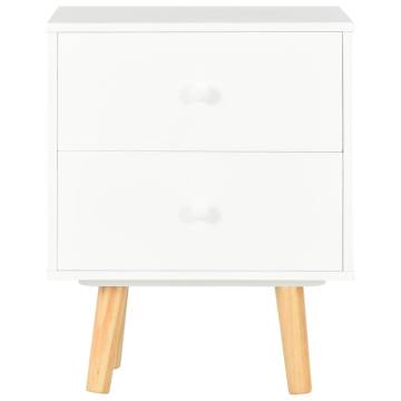 Stylish White Bedside Cabinets | 2 pcs 40x30x50 cm Pinewood