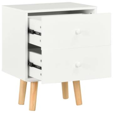 Stylish White Bedside Cabinets | 2 pcs 40x30x50 cm Pinewood