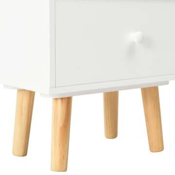 Stylish White Bedside Cabinets | 2 pcs 40x30x50 cm Pinewood