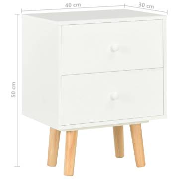 Stylish White Bedside Cabinets | 2 pcs 40x30x50 cm Pinewood