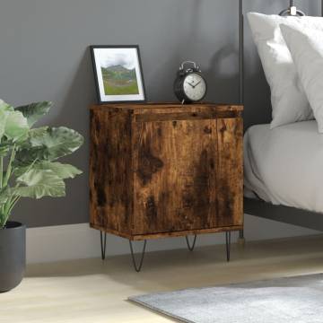 Elegant Smoked Oak Bedside Cabinet - 40x30x50 cm