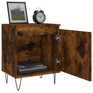 Elegant Smoked Oak Bedside Cabinet - 40x30x50 cm