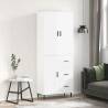 Stylish High Gloss White Highboard - 69.5x34x180 cm