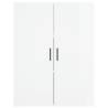 Stylish High Gloss White Highboard - 69.5x34x180 cm