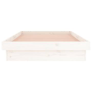 LED Bed Frame White 100x200 cm - Solid Wood with Remote Control