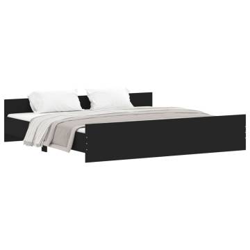 Black Bed Frame with Headboard & Footboard - 200x200 cm