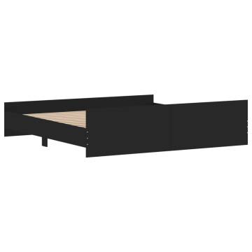 Black Bed Frame with Headboard & Footboard - 200x200 cm