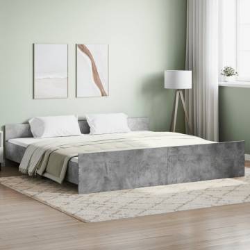 Bed Frame with Headboard and Footboard - Concrete Grey 200x200 cm