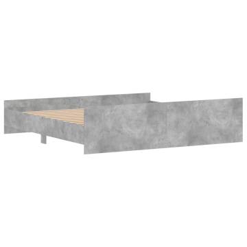 Bed Frame with Headboard and Footboard - Concrete Grey 200x200 cm