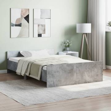 Concrete Grey Bed Frame with Headboard & Footboard 120x200 cm