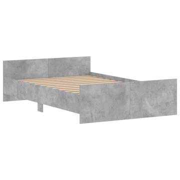 Concrete Grey Bed Frame with Headboard & Footboard 120x200 cm