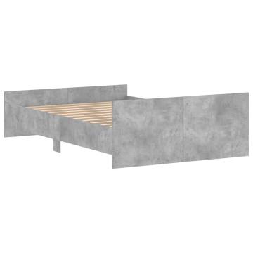 Concrete Grey Bed Frame with Headboard & Footboard 120x200 cm