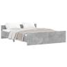 Concrete Grey King Size Bed Frame with Headboard & Footboard