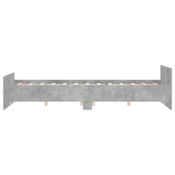 Concrete Grey King Size Bed Frame with Headboard & Footboard