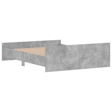 Concrete Grey King Size Bed Frame with Headboard & Footboard