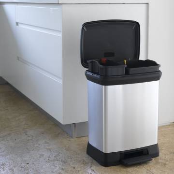 Curver Duo Pedal Bin Deco 10L+18L Silver | Stylish Waste Management