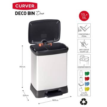 Curver Duo Pedal Bin Deco 10L+18L Silver | Stylish Waste Management