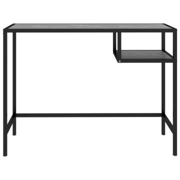 Stylish Black Marble Computer Desk with Tempered Glass