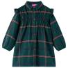 Kids' Dress with Long Sleeves and Ruffles Dark Green 92 Size 92 (1.5-2y) 