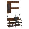 Clothes Rack with Shoe Storage - Brown Oak 100x40x184 cm