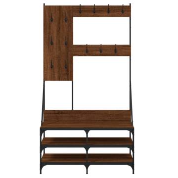 Clothes Rack with Shoe Storage - Brown Oak 100x40x184 cm