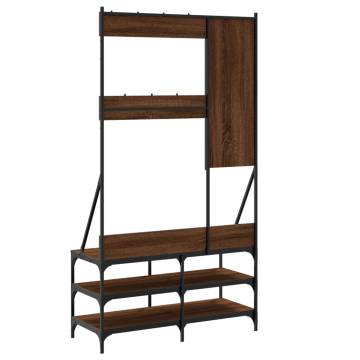 Clothes Rack with Shoe Storage - Brown Oak 100x40x184 cm