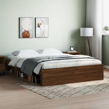 Brown Oak King Size Bed Frame 150x200 cm | Hipomarket