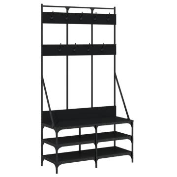 Clothes Rack with Shoe Storage - Stylish Black Design 100x40x184cm