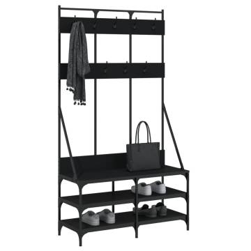 Clothes Rack with Shoe Storage - Stylish Black Design 100x40x184cm