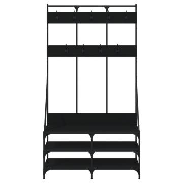 Clothes Rack with Shoe Storage - Stylish Black Design 100x40x184cm