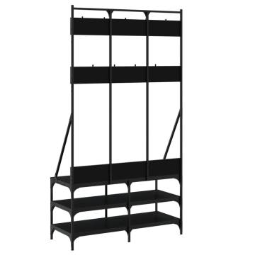 Clothes Rack with Shoe Storage - Stylish Black Design 100x40x184cm