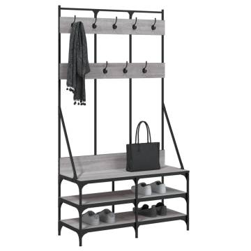 Clothes Rack with Shoe Storage Grey Sonoma - 100x40x184 cm