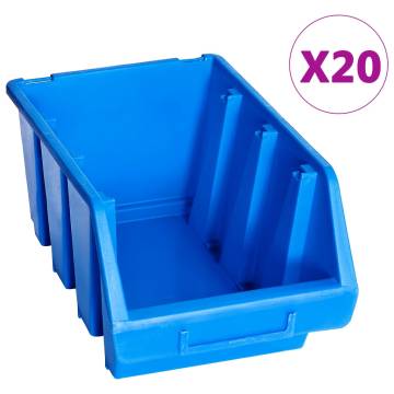 Stacking Storage Bins 20 pcs - Blue Plastic | HipoMarket