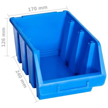 Stacking Storage Bins 20 pcs - Blue Plastic | HipoMarket