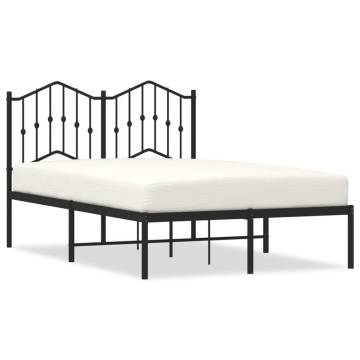 Metal Bed Frame with Headboard Black 120x190 cm - Small Double