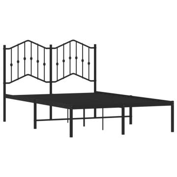 Metal Bed Frame with Headboard Black 120x190 cm - Small Double