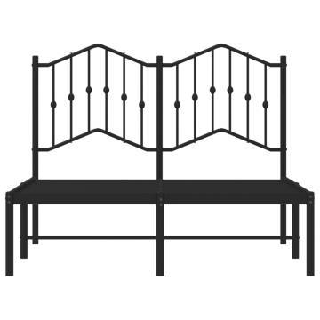 Metal Bed Frame with Headboard Black 120x190 cm - Small Double