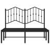 Metal Bed Frame with Headboard Black 120x190 cm - Small Double