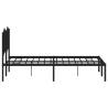 Metal Bed Frame with Headboard Black 120x190 cm - Small Double