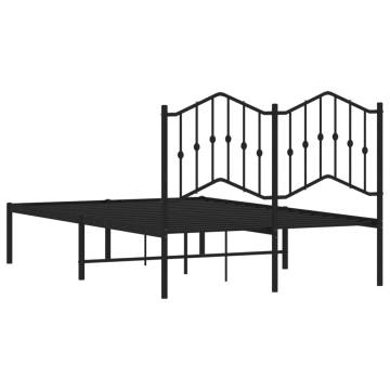 Metal Bed Frame with Headboard Black 120x190 cm - Small Double