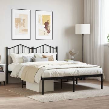 Metal Bed Frame with Headboard Black 140x200 cm - Hipomarket