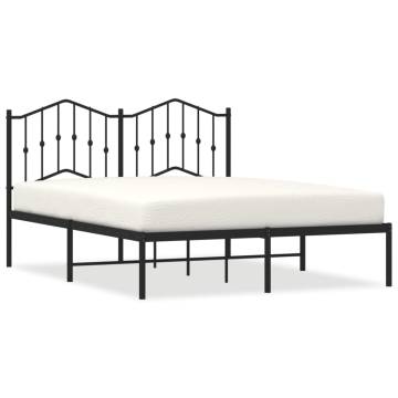 Metal Bed Frame with Headboard Black 140x200 cm - Hipomarket