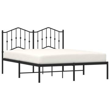 Metal Bed Frame with Headboard Black 140x200 cm - Hipomarket